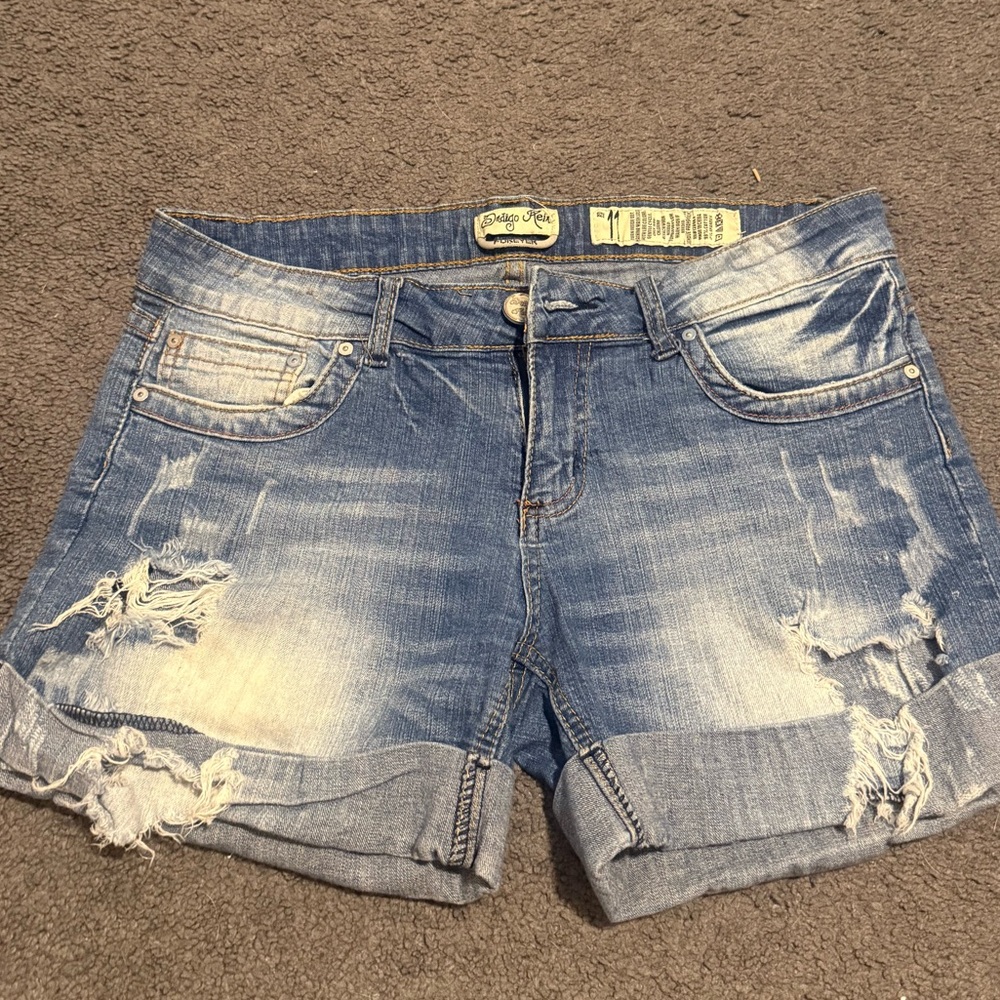 Indigo Rein "Forever" Denim Distressed Jean Shorts